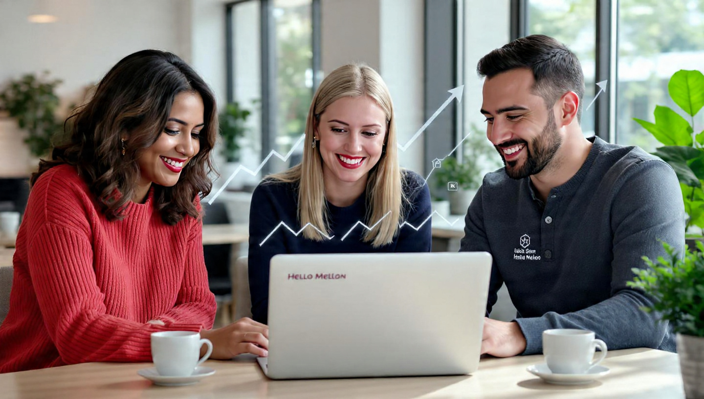 Modern workspace with team collaborating